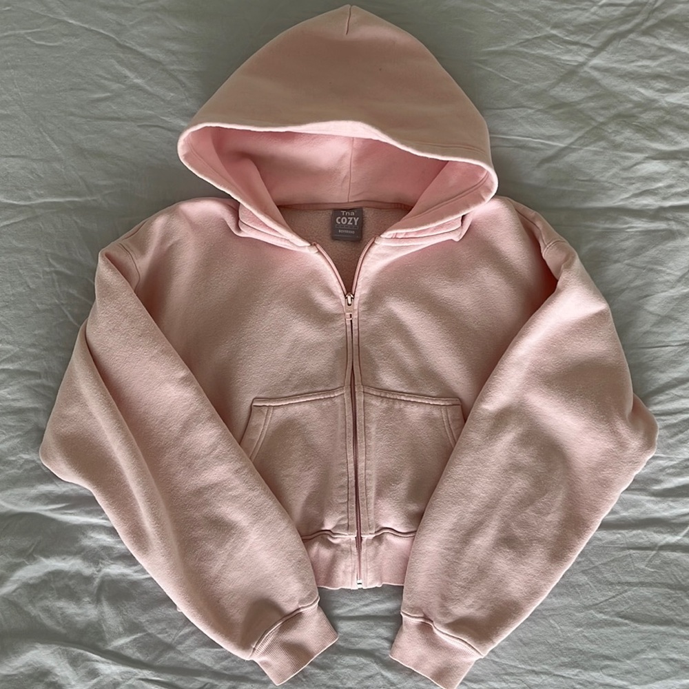 COPY - TNA cozy boyfriend cropped zip hoodie